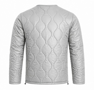 Custom Mens Lightweight Quilted Jacket Collarless Wave <b>Padded</b> Liner <b>Coat</b> Zip Up Casual Streetwear Winter Outerwear <b>Waterproof</b> - Product Image 5