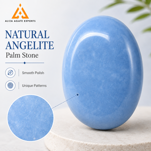 Piedra de Palma Grande de Angelita Natural, Gema de Cristal Azul Tallada, Piedra de Bolsillo de Arte Popular, Proveedor Mayorista de Regalos - Product Image 3