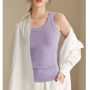 Women's Summer Sleeveless Casual Camisole Slim Knit Ribbed Tank <b>Tops</b> Racerback Polyester Sublimation Shirt - Product Image 3