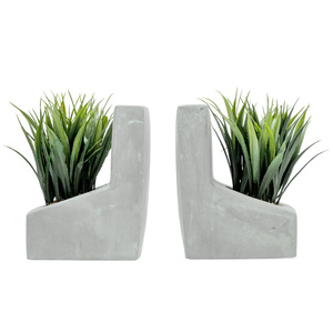 Mygift ที่นิยมตัวเลือกที่นิยมในตัวคอนกรีตรูปตัว L คั่นหนังสือที่มีการปลูกหญ้าเทียมในตัว - Product Image 3