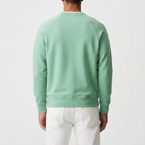 Sweat-shirt col rond de haute qualité avec intérieur en coton brossé doux, poignets en tricot côtelé, couleurs unies, pour un confort quotidien. - Product Image 3