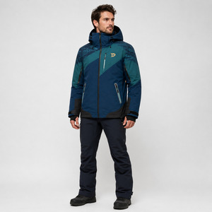 Men's Ski <b>Jacket</b> Black Red Color Blocked Hooded <b>Waterproof</b> 10,000mm for Power Stretch Synthetic -Tex Zipper Closure - Product Image 4