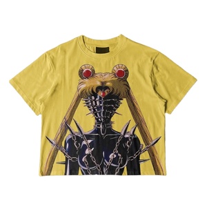 Digital Printed American Retro Hip Hop Breathable Cotton T-shirt for Man Boxy Hip Hop 250 Gsm Drop Graphic Heavyweight <b>Tshirts</b> - Product Image 1