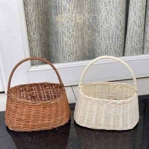 Vietnam Oval Rattan Storage <b>Basket</b> with Double Handles for Picnic Supplies Flowers Gifts and Household Organization - Product Image 2