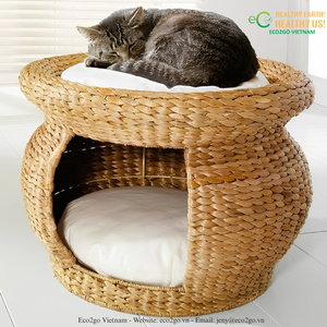 Lit pour animaux de compagnie en jacinthe d'eau écologique de luxe - Nid de sommeil fait main pour chats et chiens par Eco2go Vietnam - Product Image 2