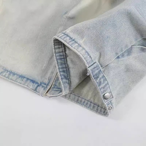 BASRA SPORTS Veste en jean bleu clair pour homme, style vintage décontracté, boutonnée, en coton, manches longues, coupe ample, pour l'hiver, personnalisable OEM ODM - Product Image 5
