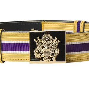 Ceinture tricotée formelle de haute qualité, rayée jaune, violette et blanche, avec boucle en alliage - Product Image 5