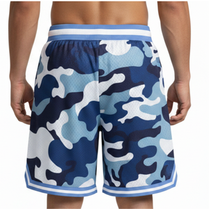 Pantalones Cortos de Baloncesto para Hombre, Camuflaje, Cintura Media, Elásticos, 100% Poliéster, Transpirables, Estampado por Sublimación, Ropa Deportiva Informal - Product Image 4