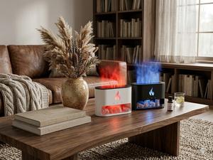 Himalayan Salt Lamp Essential <b>Oil</b> <b>Diffuser</b> with Flame Effect Humidifier & Atmosphere Light - Product Image 2