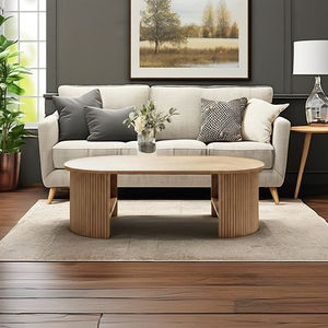 Table basse en bois massif cannelé pour salon, vente en gros B2B - Product Image 4