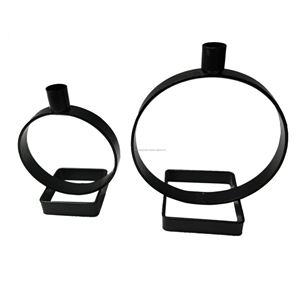 Ensemble de 2 bougeoirs ronds en fer forgé noir pour décoration de la maison pour les mariages ou les occasions spéciales - Product Image 2