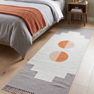 Tapis floral en coton fait main imprimé au bloc, style bohème, adapté aux animaux domestiques, écologique, pour salon, chambre, intérieur et extérieur - Product Image 1