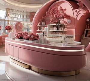 Sang trọng đầy màu sắc bằng gỗ hiển thị bảng hiển thị đứng cho vẻ đẹp cửa hàng mỹ phẩm nội thất thiết kế đồ nội thất - Product Image 6