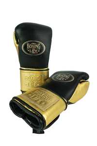 Gants de boxe personnalisés noir et or No Boxing No Life, pour entraînement professionnel, sparring, MMA, Muay Thai, Kickboxing, Fly Boxing - Product Image 4