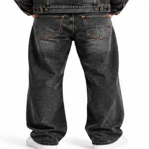 Ensemble de survêtement en jean personnalisé pour homme – Veste et pantalon en denim délavé, coupe décontractée, noir délavé, en coton, pour l'automne - Product Image 6