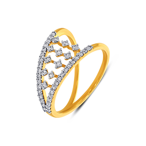 Bague en diamant Kite Luminance, design ouvert moderne, bague en diamant en forme de cœur en or jaune 18 carats pour femmes, cadeau d'anniversaire de luxe - Product Image 1