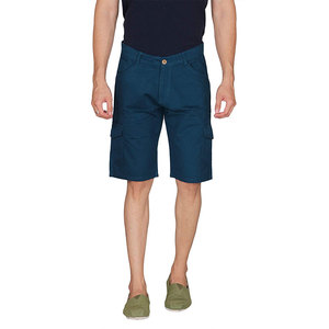 Pantaloncini Cargo da <span class=keywords><strong>Uomo</strong></span> <span class=keywords><strong>Blu</strong></span> <span class=keywords><strong>Navy</strong></span> a Vita Media con Chiusura a Bottoni Stile <span class=keywords><strong>Bermuda</strong></span> Casual con Tasche in Tessuto 100% Cotone - Product Image 2
