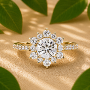 แหวนหมั้นเพชรทรงซันเบิร์สต์แบบหรูหรา ได้รับการรับรองจาก IGI ทองคำขาว 14K แหวนแต่งงานลายดอกไม้ เครื่องประดับเจ้าสาว 1.75 กะรัต - Product Image 1