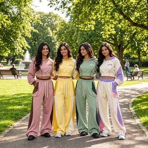 Conjunto de chándal cargo verde salvia de moda para mujer, con sudadera corta con paneles estilo bosque oscuro y bolsillos utilitarios, proveedor mayorista OEM personalizado - Product Image 4