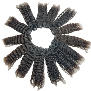 Venta al por mayor precio barato indio un donante crudo Virgen sin procesar templo extensiones de cabello humano onda natural rizado paquetes de tejido - Product Image 6