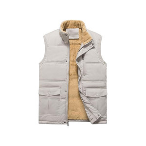 Chaleco Acolchado Rojo para Hombre, Cuello Alto, Cierre de Cremallera, Cortavientos, Ropa de Invierno Informal, 100% Poliéster - Product Image 6