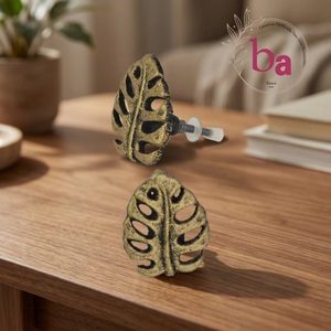 Ba Tropical Monstera Leaf Zinc Alloy <b>Drawer</b> <b>Knob</b> Furniture Handle for Home Office Decor - Product Image 1