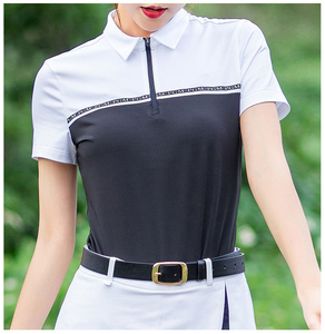 Camiseta Polo Deportiva para Mujer PUFFIN SPORTS, de Bloques de Color, Manga Corta, Corte Ajustado, Secado Rápido, Tejido Deportivo, 100% Poliéster, para Primavera/Verano - Product Image 1