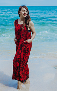 ชุดแม็กซี่เดรสยาวสไตล์อังกฤษ, ใหม่ฤดูร้อนเดรสยาวพิมพ์ลายแขนกุดมีไซส์เดรสสำหรับใส่ไปทะเล - Product Image 5