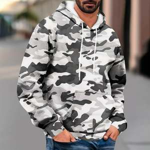 Sweat à capuche pour homme en molleton épais 380 GSM 100% coton, coupe ample, imprimé camouflage, poches kangourou, fabrication OEM sur mesure, best-seller - Product Image 2