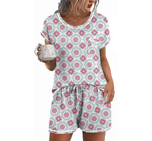 Women 2 Piece <b>Shorts</b> Set O Neck <b>Short</b> Sleeve Loose Fit Solid Color Knitted Top and <b>Shorts</b> Casual Summer Outfit Breathable - Product Image 6