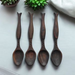 Handcrafted Wooden Spoon Cutlery Collection Reusable Tableware <b>Dining</b> Kitchen Accessory Set Modern Style Premium - Product Image 5