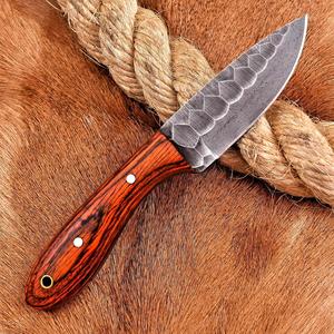 Cuchillo de Bushcraft de Hoja Fija EDC de Acero 12c27 Personalizado, Mango de Madera Pakka, Funda de Cuero, OEM, Hoja Entera, Cuchillo de Caza y Camping - Product Image 5