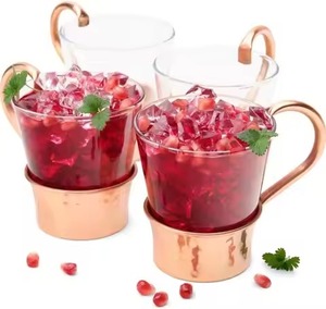 Copper <b>Mugs</b> With Gold Handle And Base Modern Drinkware For Home Use <b>Large</b> Capacity 16 Oz - Product Image 1