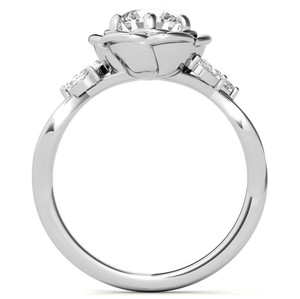 Bague en moissanite de forme ronde en forme de fleur, en argent sterling 925 plaqué or blanc, bague de fiançailles de luxe, bague de mariage, bague de promesse, cadeau - Product Image 2
