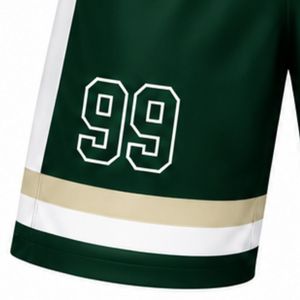Shorts de hockey sur glace sublimés verts pour hommes, en polyester rayé, vêtements de sport athlétiques, uniforme d'entraînement et de match pour équipe, vêtements de performance - Product Image 5
