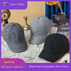 Gorra de béisbol de lana de punto coreana de 6 paneles con visera corta, unisex, sencilla, elegante y cálida, estilo pico de pato, nueva colección otoño-invierno - Product Image 3