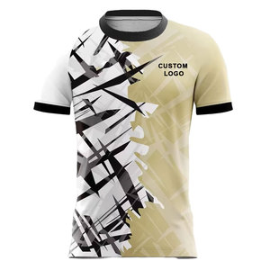 Maillot de football personnalisé avec logo sublimé, manches courtes pour homme, imprimé géométrique, polyester respirant, vêtements de sport pour adultes - Product Image 1