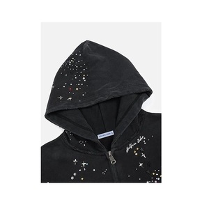 <b>Rhinestone</b> Zip Up Hoodies Womens Mens Casual Hooded <b>Jackets</b> Unisex Loose Crystal Y2K Pocket Sweatshirts - Product Image 4