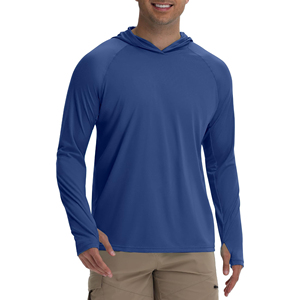 Vente en gros : T-shirt de pêche haute performance à manches longues avec capuche, sublimation, UPF 50, séchage rapide, protection UV, polyester pour l'extérieur - Product Image 4