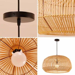 Natural Bamboo <b>Ceiling</b> <b>Light</b> Fixture with Lightweight Structure Durable Frame and Soft <b>Light</b> Diffusion Suitable for Cafes - Product Image 5