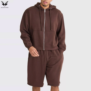 Ensemble sweat à capuche et short pour homme, respirant, de qualité supérieure, personnalisé, à fermeture éclair, séchage rapide, pour l'entraînement - Product Image 2