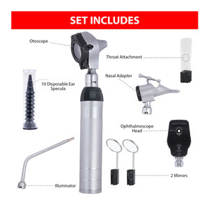 Kit d'examen otoscopique pour étudiants à usage domestique, ensemble de diagnostic à fibre optique en acier inoxydable, étui rigide en plastique, portable, pour la formation médicale - Product Image 2