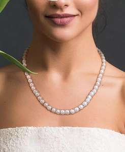 3-Pc. Set Cultured Freshwater Pearl (6-7-1/2mm) Beaded Strand Necklace (17"), <b>Stretch</b> <b>Bracelet</b> & Stud Earrings in Sterling Silve - Product Image 2