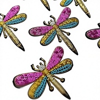 Patch brodé 3D de libellule de luxe écologique avec fil de bouillon, taille et forme personnalisables pour vêtements et accessoires
