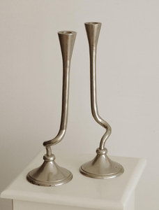 Nordic Minimalist Wavy <b>Silver</b> <b>Candlestick</b> Holder Elegant Curved Metal Taper Candle Stands for Modern Living Room Mantel Decor - Product Image 4