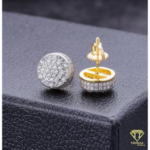 Pendientes de Diamantes Redondos Glamurosos Cultivados en Laboratorio, Plata de Ley 925, Joyería de Lujo con Incrustaciones de Diamantes para Hombre - Product Image 4