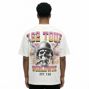 T-shirt blanc à manches courtes pour homme avec motif imprimé voiture, col rond, style streetwear, coupe classique, jersey de coton - Product Image 3