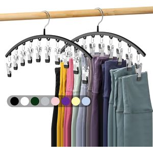 Organiseur de leggings pour placard, lot de 2 avec 10 pinces, capacité de 20 leggings, gain de place, cintre en métal pour pantalons de yoga - Product Image 1
