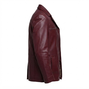 Men's Casual <b>Leather</b> <b>Blazer</b> <b>Jacket</b> Long Sleeve Outerwear Private Label Manufacturer - Product Image 4