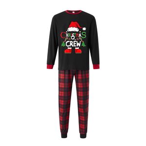 Christmas Crew Printed Breathable Elastic Waist Long Sleeve Pajama Set Red <b>Plaid</b> <b>Pants</b> Full Length Polyester Winter Unisex Adult - Product Image 4